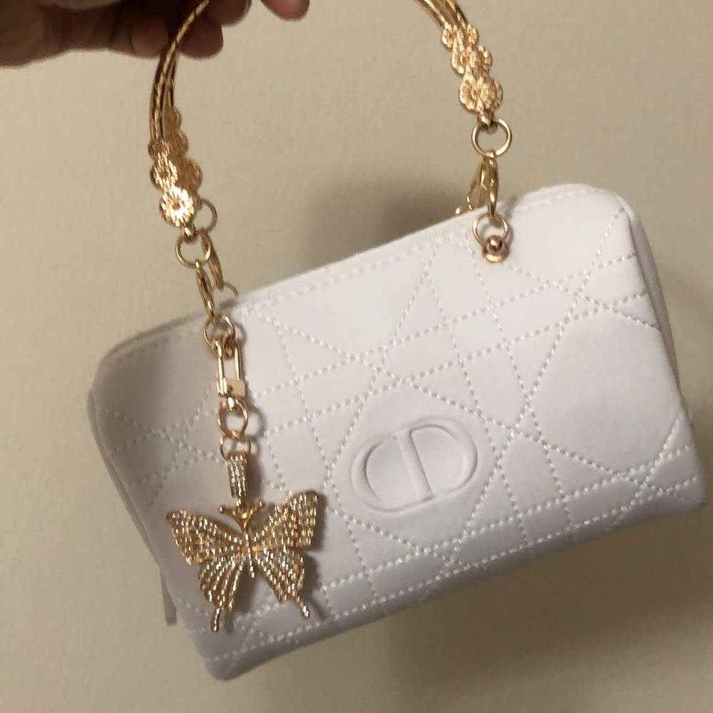 Dior Beauty cross-stitch Patterned white  Pouch